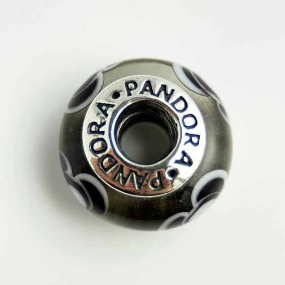 PANDORA Black Flowers For You Murano Charm 790641 Sterling Silver Core‎ Retired - Picture 3 of 11